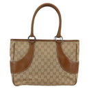 GUCCI GG Canvas Hand Bag PVC Beige Silver 113011 Auth 173185V-2