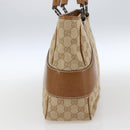 GUCCI GG Canvas Hand Bag PVC Beige Silver 113011 Auth 173185V-4