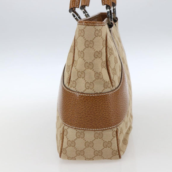 GUCCI GG Canvas Hand Bag PVC Beige Silver 113011 Auth 173185V
