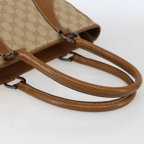GUCCI GG Canvas Hand Bag PVC Beige Silver 113011 Auth 173185V