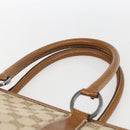 GUCCI GG Canvas Hand Bag PVC Beige Silver 113011 Auth 173185V-14