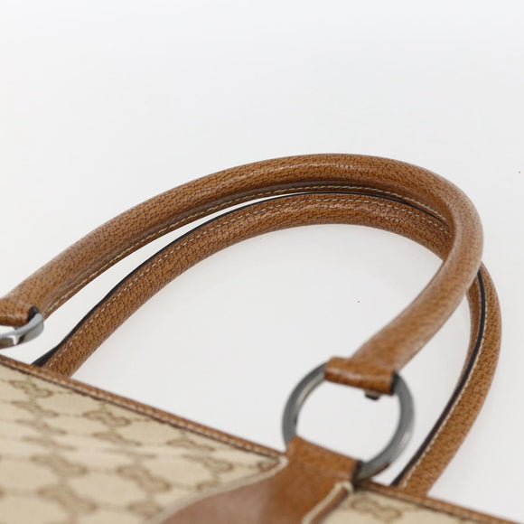 GUCCI GG Canvas Hand Bag PVC Beige Silver 113011 Auth 173185V