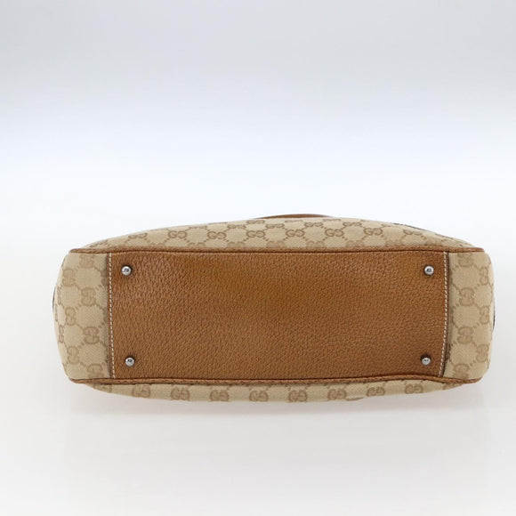 GUCCI GG Canvas Hand Bag PVC Beige Silver 113011 Auth 173185V