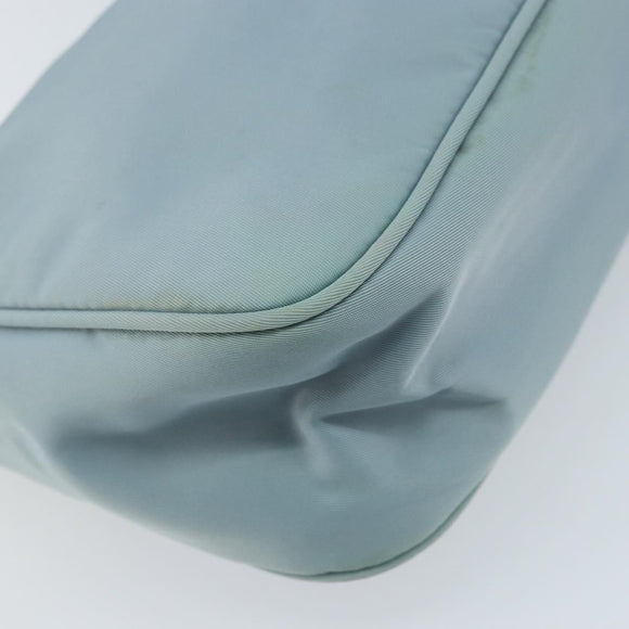PRADA Hand Pouch Nylon Light Blue Silver Auth 173191A