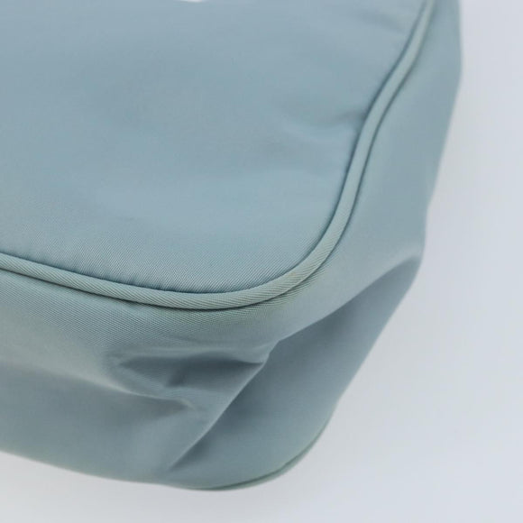 PRADA Hand Pouch Nylon Light Blue Silver Auth 173191A