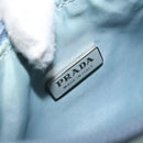 PRADA Hand Pouch Nylon Light Blue Silver Auth 173191A-18