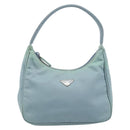 PRADA Hand Pouch Nylon Light Blue Silver Auth 173191A-13