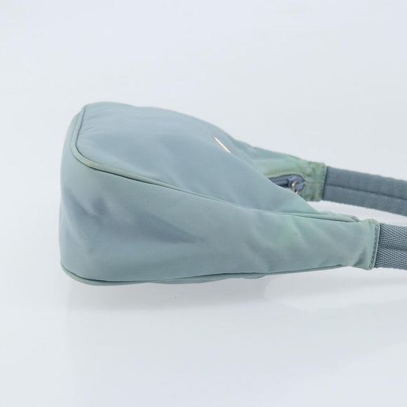PRADA Hand Pouch Nylon Light Blue Silver Auth 173191A