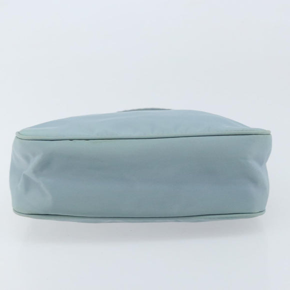PRADA Hand Pouch Nylon Light Blue Silver Auth 173191A