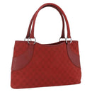 GUCCI GG Canvas Tote Bag Red Silver 113015 Auth 173192-1