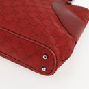 GUCCI GG Canvas Tote Bag Red Silver 113015 Auth 173192-9