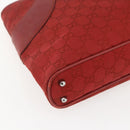 GUCCI GG Canvas Tote Bag Red Silver 113015 Auth 173192-14