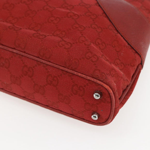 GUCCI GG Canvas Tote Bag Red Silver 113015 Auth 173192