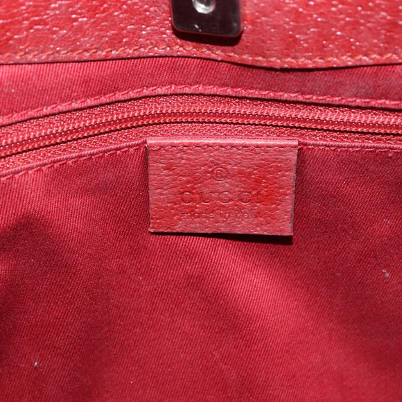 GUCCI GG Canvas Tote Bag Red Silver 113015 Auth 173192