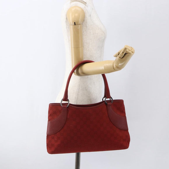GUCCI GG Canvas Tragetasche Rot Silber 113015 Auth 173192