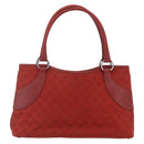 GUCCI GG Canvas Tote Bag Red Silver 113015 Auth 173192-2