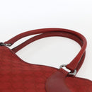 GUCCI GG Canvas Tote Bag Red Silver 113015 Auth 173192-8