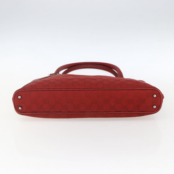 GUCCI GG Canvas Tote Bag Red Silver 113015 Auth 173192