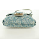 FENDI Zucca Canvas Mamma Baguette Shoulder Bag Light Blue Gold Auth 173198V-5