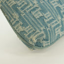 FENDI Zucca Canvas Mamma Baguette Shoulder Bag Light Blue Gold Auth 173198V-17