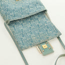 FENDI Zucca Canvas Mamma Baguette Shoulder Bag Light Blue Gold Auth 173198V-21