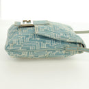 FENDI Zucca Canvas Mamma Baguette Shoulder Bag Light Blue Gold Auth 173198V-4