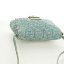 FENDI Zucca Canvas Mamma Baguette Shoulder Bag Light Blue Gold Auth 173198V-6