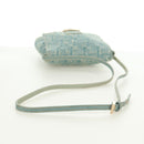 FENDI Zucca Canvas Mamma Baguette Shoulder Bag Light Blue Gold Auth 173198V-7