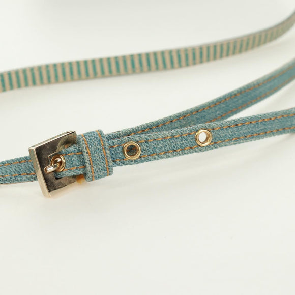 FENDI Zucca Canvas Mamma Baguette Shoulder Bag Light Blue Gold Auth 173198V