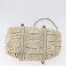 PRADA Geplooide Handtas Nylon 2-weg Ivoor Goud Auth 173201-5