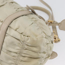 PRADA Geplooide Handtas Nylon 2-weg Ivoor Goud Auth 173201-15