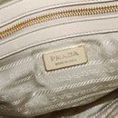 PRADA Geplooide Handtas Nylon 2-weg Ivoor Goud Auth 173201-21