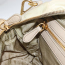 PRADA Geplooide Handtas Nylon 2-weg Ivoor Goud Auth 173201-24