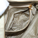 PRADA Geplooide Handtas Nylon 2-weg Ivoor Goud Auth 173201-25