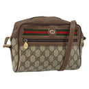 GUCCI GG Supreme Web Sherry Line Bag PVC Beige Gold 119 02 087 Auth 173208-1