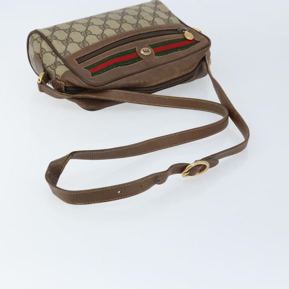 GUCCI GG Supreme Web Sherry Line Bag PVC Beige Gold 119 02 087 Auth 173208