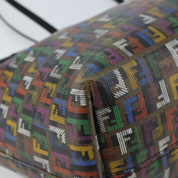 FENDI Zucchino Canvas Tote Bag PVC Multicolor Gold Auth 173210A