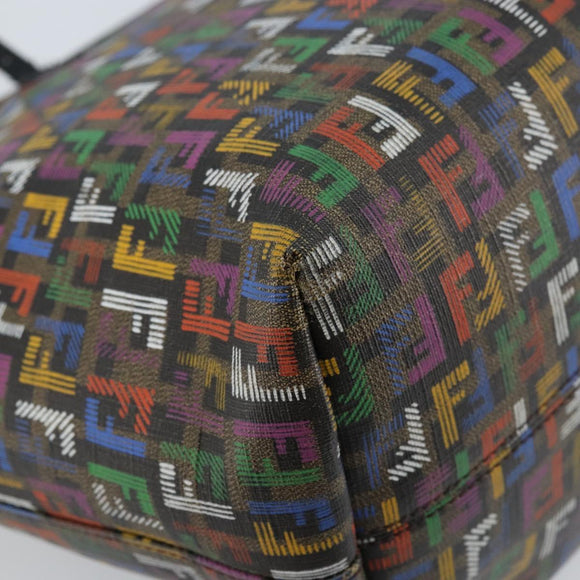 FENDI Zucchino Canvas Tote Bag PVC Multicolor Gold Auth 173210A