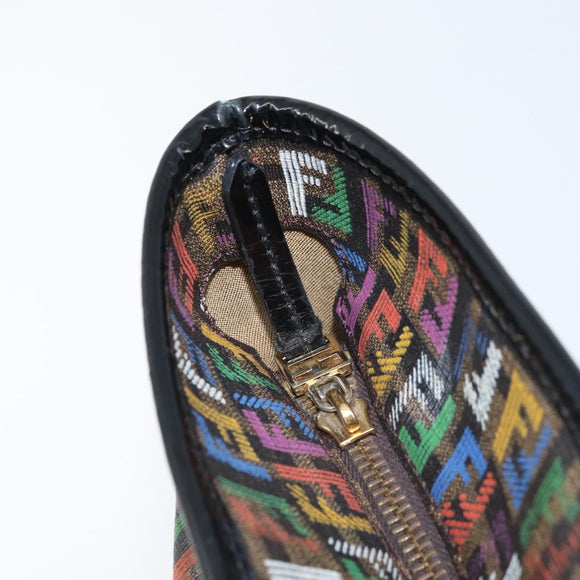 FENDI Zucchino Canvas Tote Bag PVC Multicolor Gold Auth 173210A