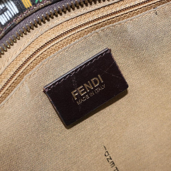 FENDI Zucchino Canvas Tote Bag PVC Multicolor Gold Auth 173210A