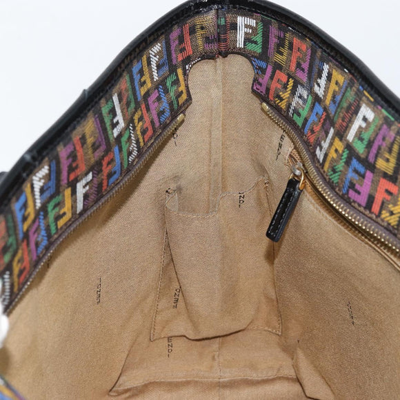 FENDI Zucchino Canvas Tote Bag PVC Multicolor Gold Auth 173210A