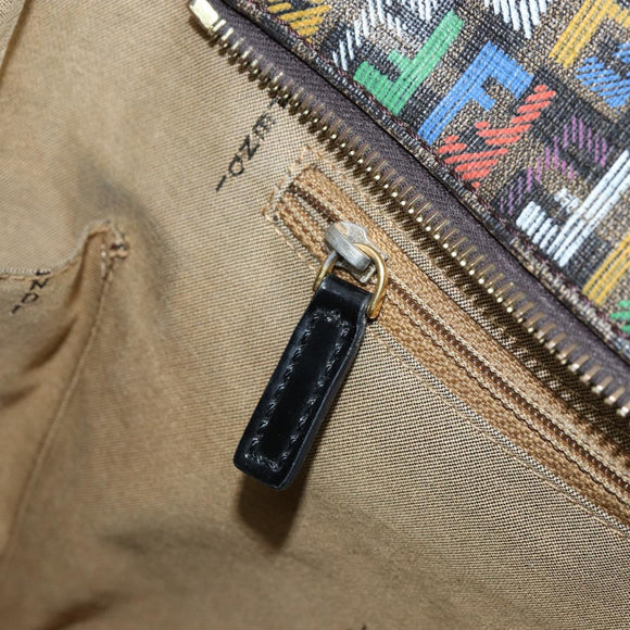 FENDI Zucchino Canvas Tote Bag PVC Multicolor Gold Auth 173210A