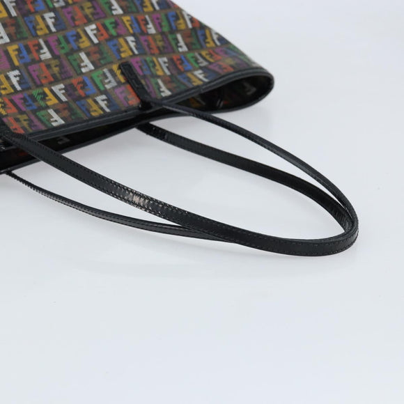 FENDI Zucchino Canvas Tote Bag PVC Multicolor Gold Auth 173210A