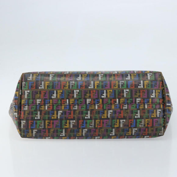 FENDI Zucchino Canvas Tote Bag PVC Multicolor Gold Auth 173210A