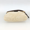 FENDI Zucca Canvas Mamma Baguette Shoulder Bag Beige Silver Auth 173212-5