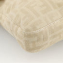 FENDI Zucca Canvas Mamma Baguette Shoulder Bag Beige Silver Auth 173212-15