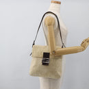 FENDI Zucca Canvas Mamma Baguette Shoulder Bag Beige Silver Auth 173212-22