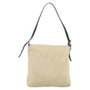 FENDI Zucca Canvas Mamma Baguette Shoulder Bag Beige Silver Auth 173212-2