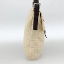FENDI Zucca Canvas Mamma Baguette Shoulder Bag Beige Silver Auth 173212-3