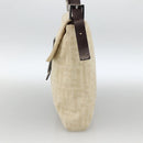 FENDI Zucca Canvas Mamma Baguette Shoulder Bag Beige Silver Auth 173212-4